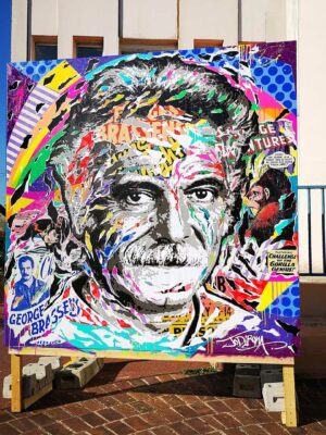 100 ANS GEORGES BRASSENS technique mixte sur toile 250x250 by Jo Di Bona, Mitry-Mory 2021 - Fond d'Art Contemporain