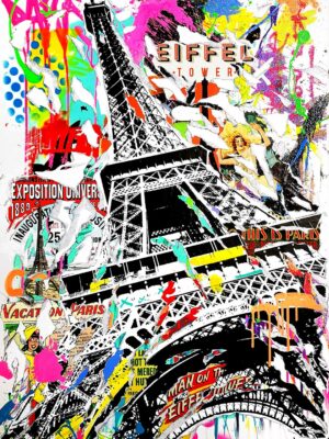 EIFFEL TOWER technique mixte sur toile 80x120 by Jo Di Bona 2022 - Collection privée