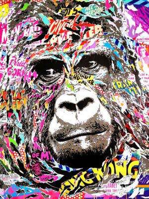 POP GORILLA technique mixte sur toile 150x150 by Jo Di Bona 2022 - Collection privée