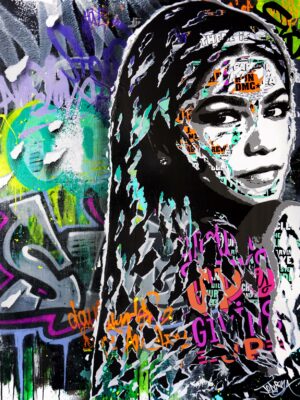 ZENDAYA WALL technique mixte sur toile 114x146 by Jo Di Bona 2024